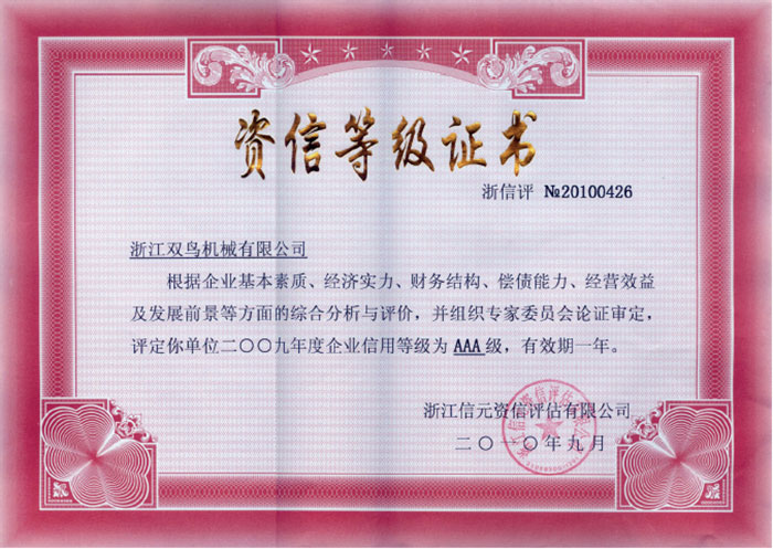 资信等级证书